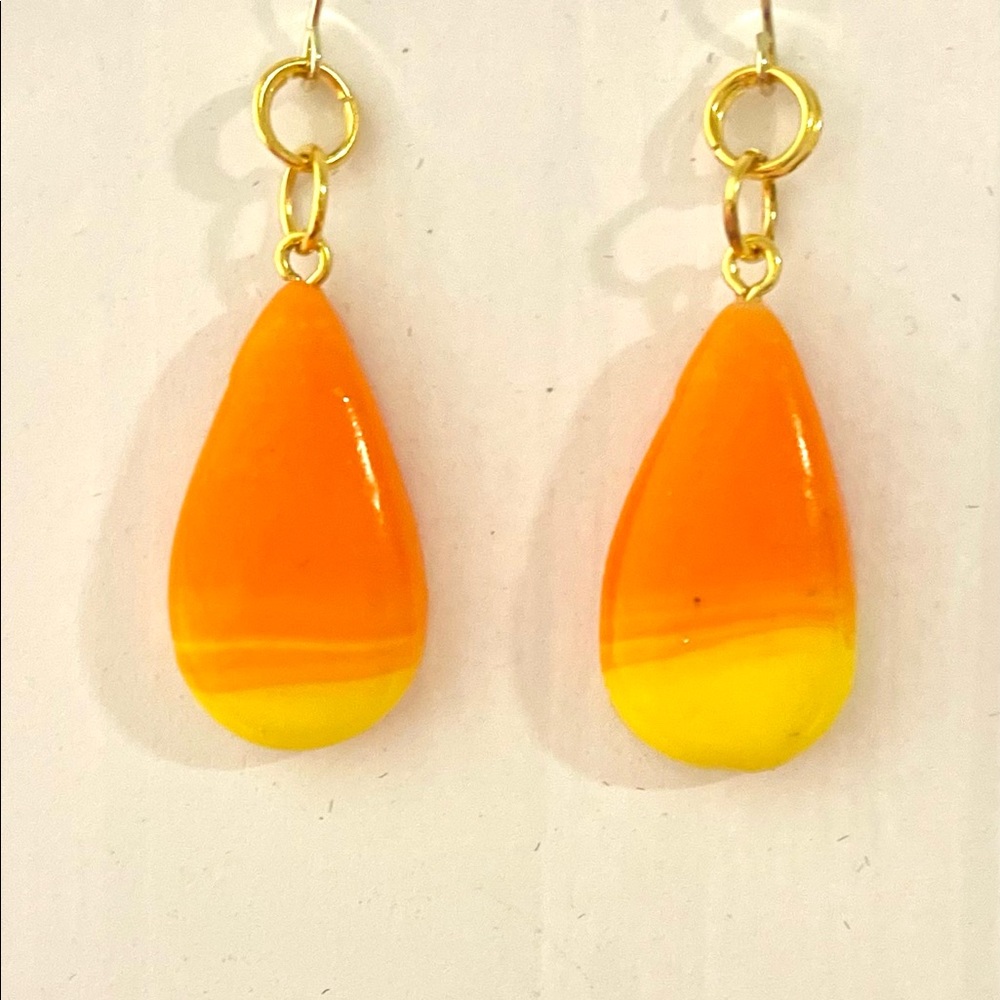 Cute Unique. CANDY CORN EARRINGS, Dangle Earrings, Handcrafted Polymer Clay